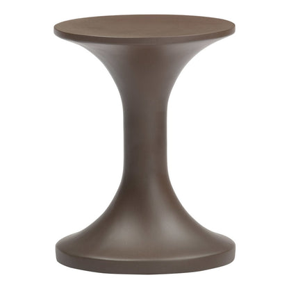 14" Dark Brown Faux Concrete Round Outdoor Side Table