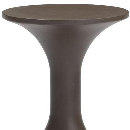 14" Dark Brown Faux Concrete Round Outdoor Side Table