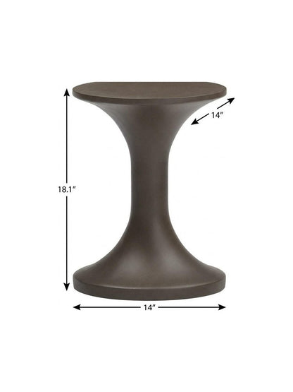 14" Dark Brown Faux Concrete Round Outdoor Side Table