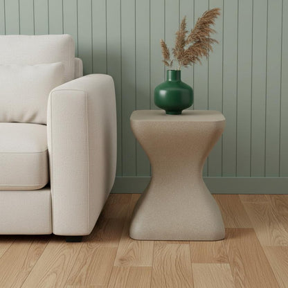 14" Taupe Faux Concrete Outdoor Side Table