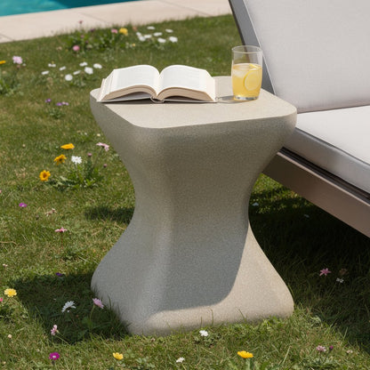 14" Taupe Faux Concrete Outdoor Side Table