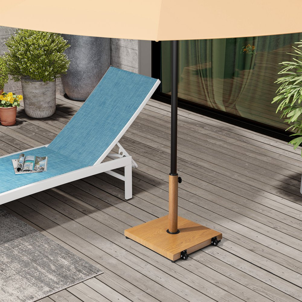 Light Brown Market Umbrella Steel In Ground Adjustable Umbrella Base With Wheels