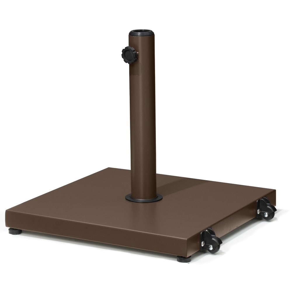 Brown Market Umbrella Steel In Ground Adjustable Umbrella Base With Wheels