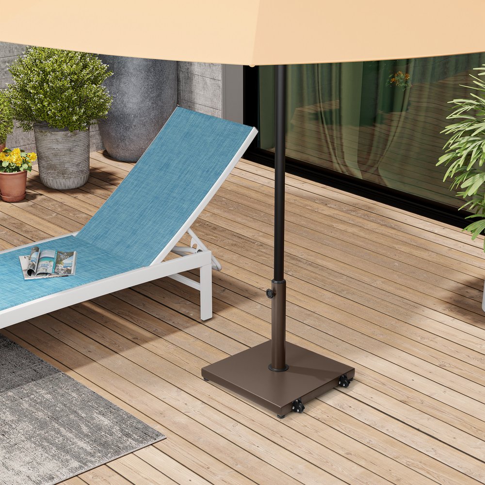 Brown Market Umbrella Steel In Ground Adjustable Umbrella Base With Wheels