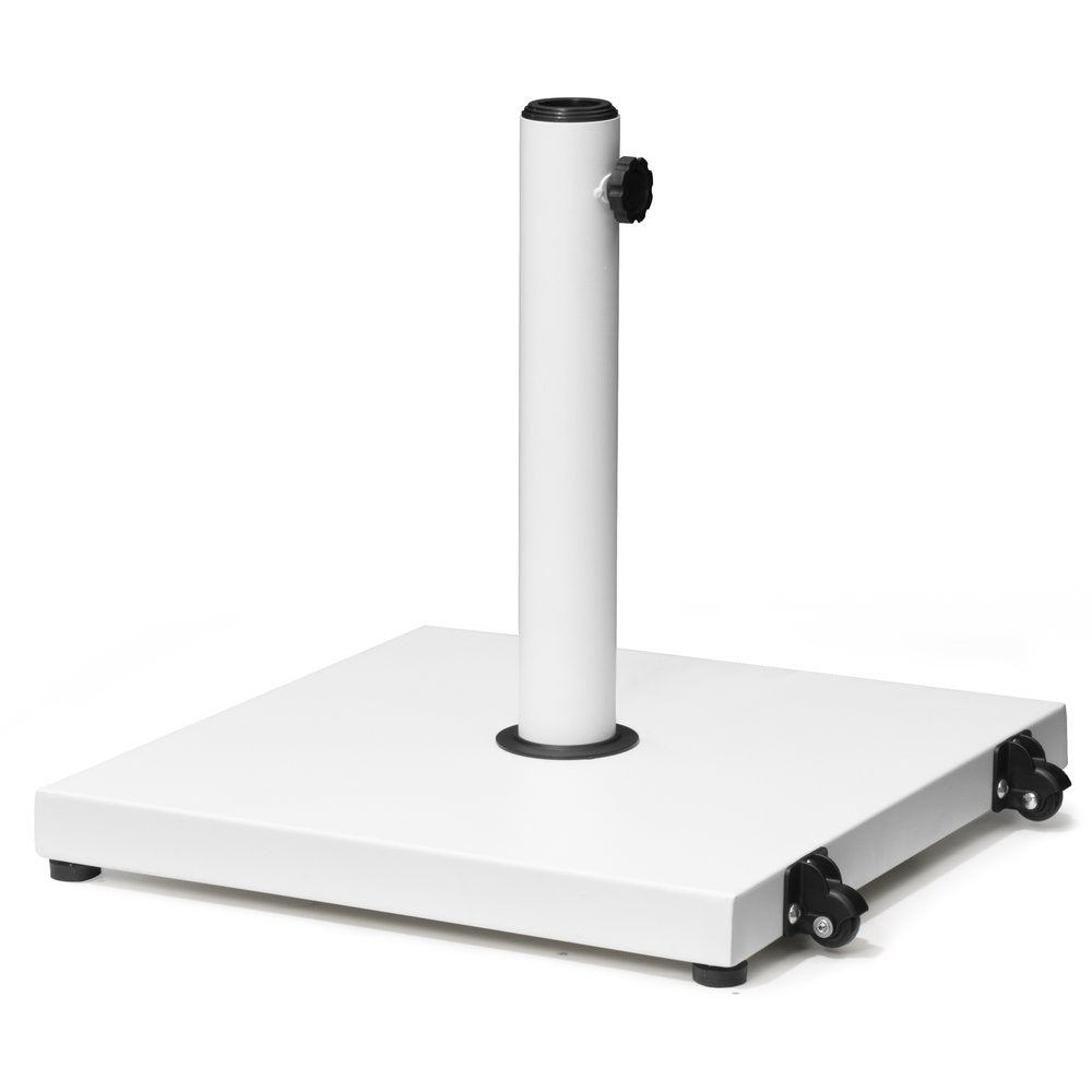 White Market Umbrella Steel In Ground Adjustable Umbrella Base With Wheels