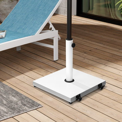 White Market Umbrella Steel In Ground Adjustable Umbrella Base With Wheels