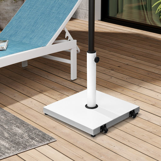 White Market Umbrella Steel In Ground Adjustable Umbrella Base With Wheels