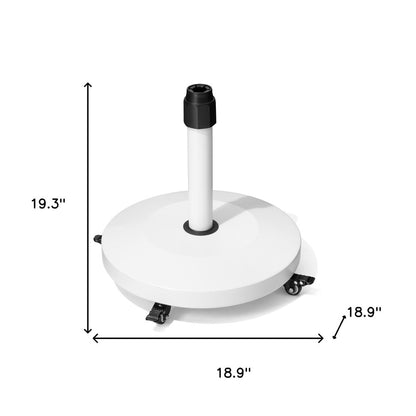 White Market Umbrella Steel In Ground Adjustable Umbrella Base With Wheels