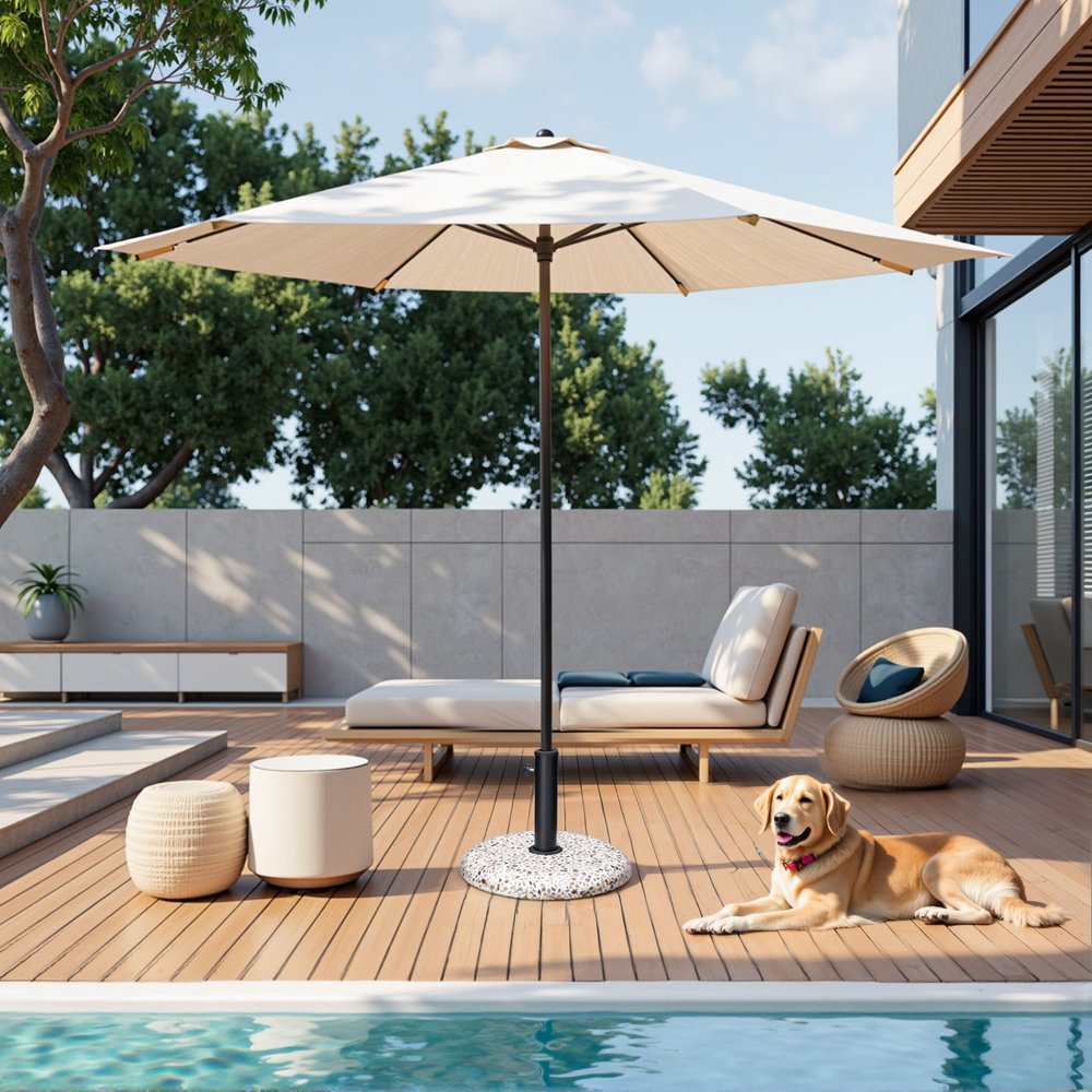 Stone Market Umbrella Steel In Ground Adjustable Umbrella Base