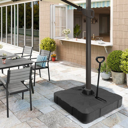Black Cantilever Umbrella Fillable Steel In Ground Umbrella Base With Wheels