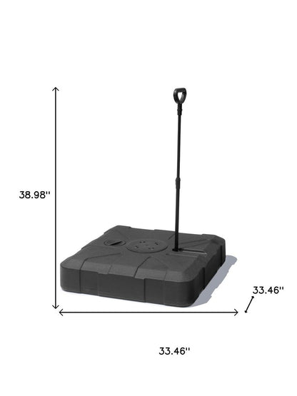 Black Cantilever Umbrella Fillable Steel In Ground Umbrella Base With Wheels