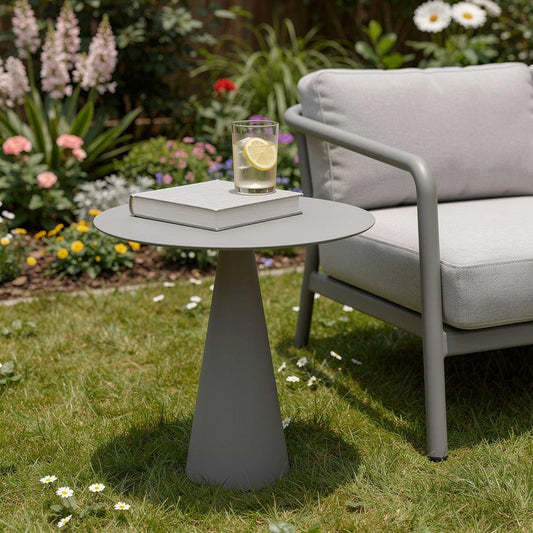 20" Dark Gray Aluminum Round Outdoor Side Table