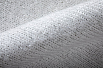9' X 13' White Handmade Indoor Outdoor Area Rug