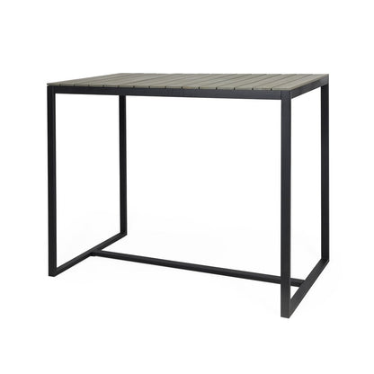 51" Gray Wood and Iron Outdoor Bar Table