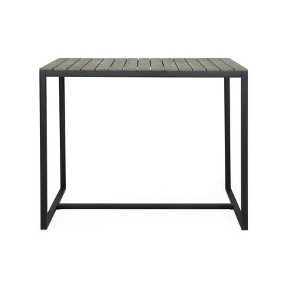 51" Gray Wood and Iron Outdoor Bar Table