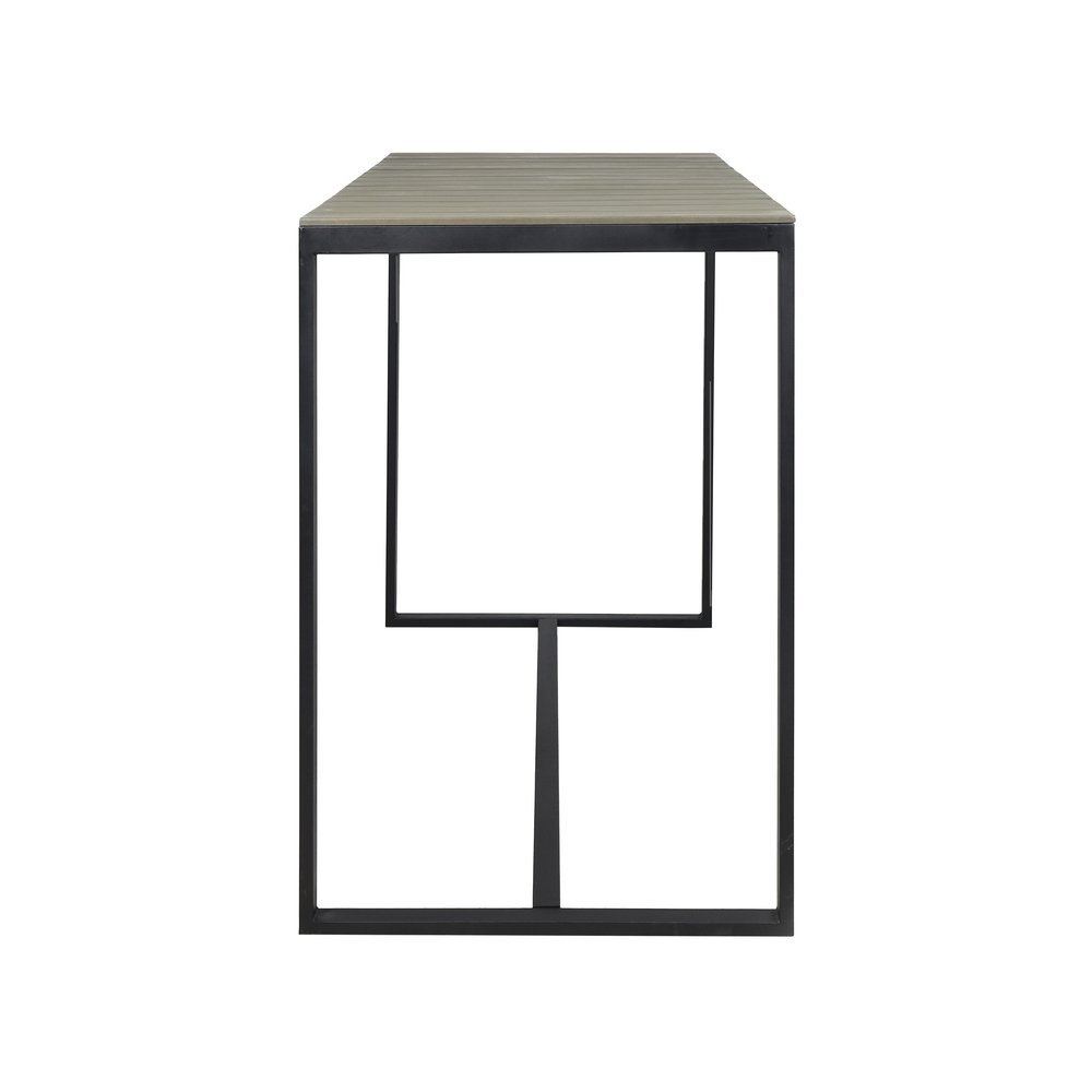 51" Gray Wood and Iron Outdoor Bar Table