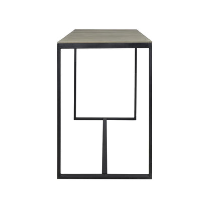51" Gray Wood and Iron Outdoor Bar Table