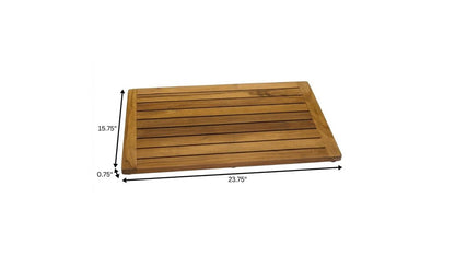 16" Natural Teak Non Slip Bath Mat