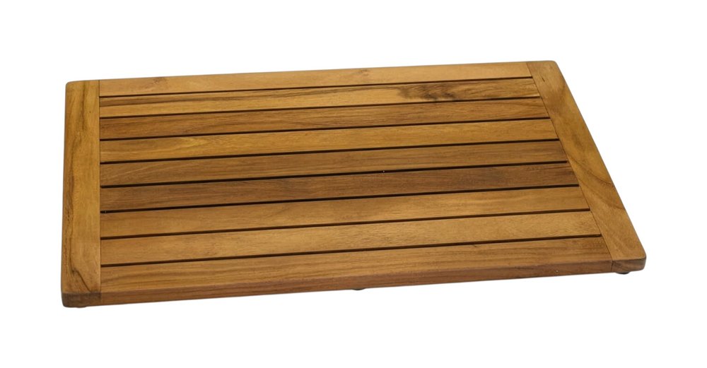 16" Natural Teak Non Slip Bath Mat