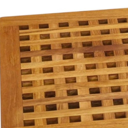 16" Natural Teak Checkered Non Slip Bath Mat