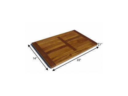 22" Natural Teak Non Slip Bath Mat