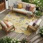 9' X 12' Yellow And Teal Blue Oriental Washable Indoor Outdoor Area Rug