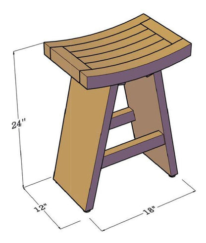 25" X 12" Brown Teak Rectangular Shower Bench