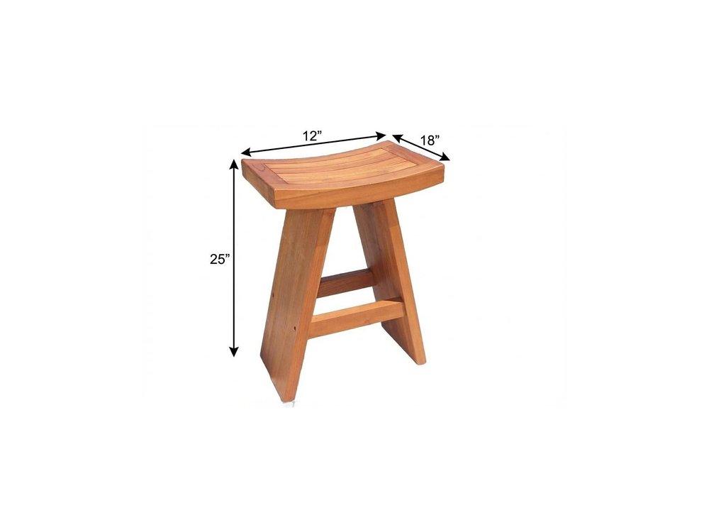 25" X 12" Brown Teak Rectangular Shower Bench