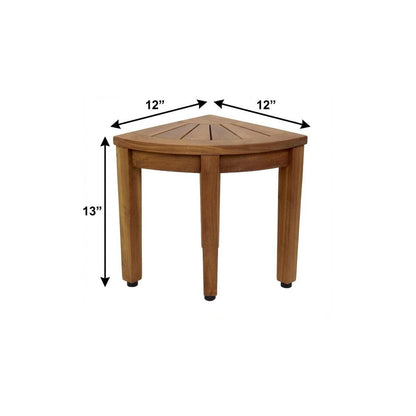13" X 12" Brown Teak Corner Shower Bench