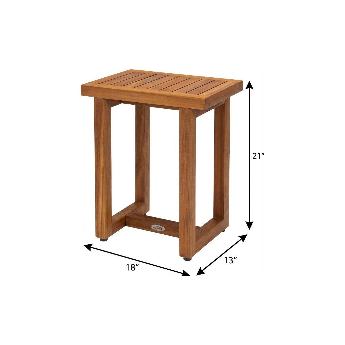21" X 18" Brown Teak Rectangular Shower Bench