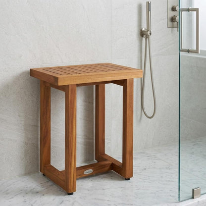 21" X 18" Brown Teak Rectangular Shower Bench