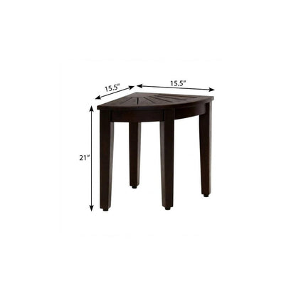 21" X 16" Brown Teak Corner Rectangular Shower Bench