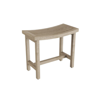 21" X 18" Brown Teak Rectangular Shower Bench With Shelf