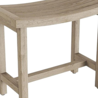 21" X 18" Brown Teak Rectangular Shower Bench With Shelf