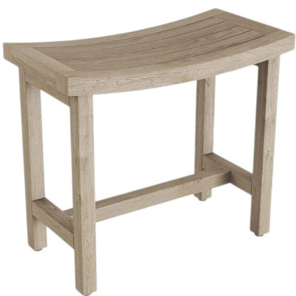 21" X 18" Brown Teak Rectangular Shower Bench With Shelf