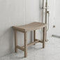 21" X 18" Brown Teak Rectangular Shower Bench With Shelf