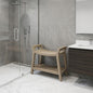 18" X 24" Brown Teak Rectangular Shower Bench With Shelf
