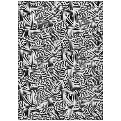 9' X 12' White And Beige Geometric Washable Indoor Outdoor Area Rug