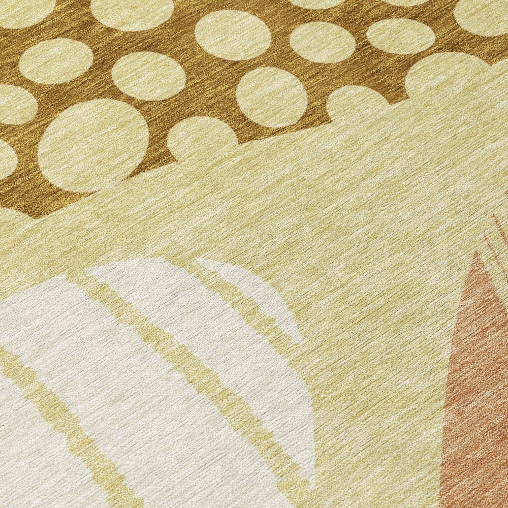 9' X 12' Wheat And Graphite Abstract Washable Indoor Outdoor Area Rug