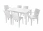 Seven Piece White Plastic Outdoor Patio Set With Table