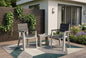 Nine Piece Gray Plastic Outdoor Patio Set With Table