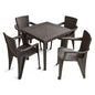 Five Piece Brown Plastic Outdoor Patio Set With Table