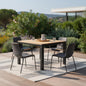 35" Black Heavy Duty Plastic Square Outdoor Dining Table with Umbrella Hole