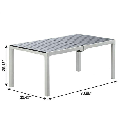 35" Gray Heavy Duty Plastic Folding Outdoor Dining Table with Umbrella Hole