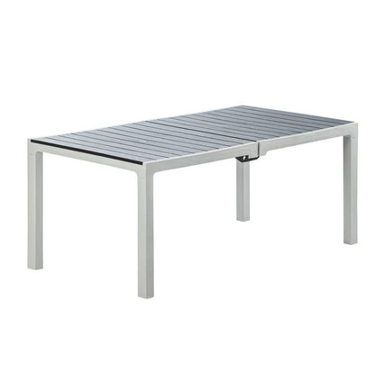 35" Gray Heavy Duty Plastic Folding Outdoor Dining Table with Umbrella Hole