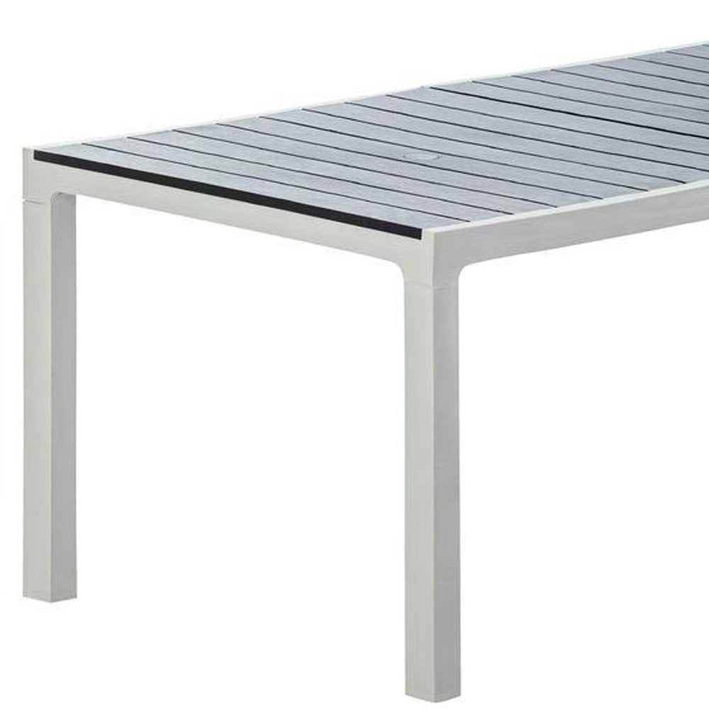 35" Gray Heavy Duty Plastic Folding Outdoor Dining Table with Umbrella Hole