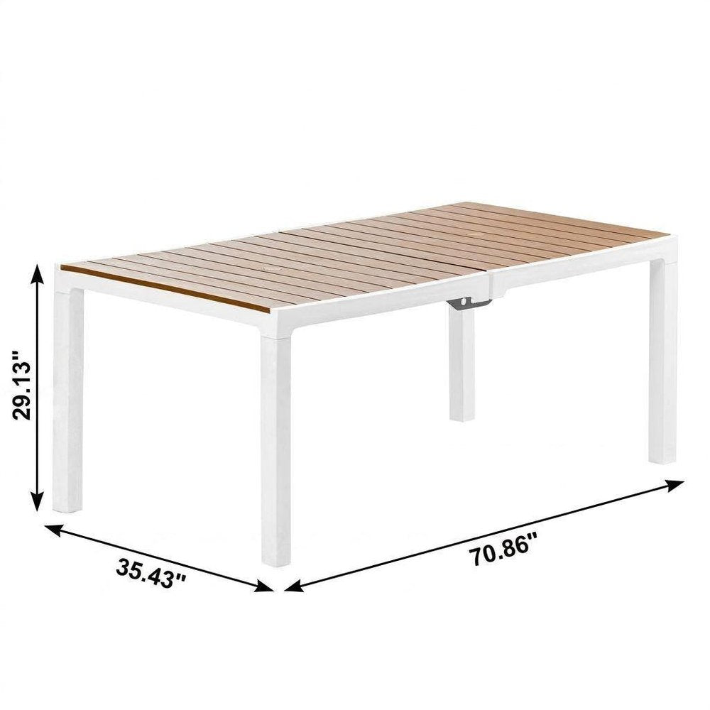 35" White Heavy Duty Plastic Folding Outdoor Dining Table with Umbrella Hole