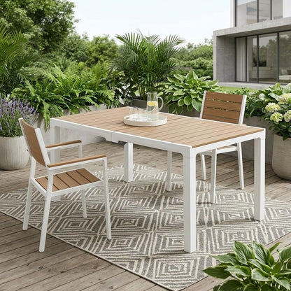 35" White Heavy Duty Plastic Folding Outdoor Dining Table with Umbrella Hole