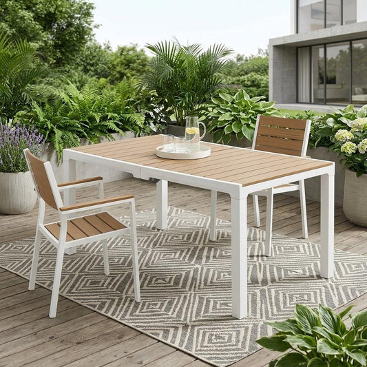 35" White Heavy Duty Plastic Folding Outdoor Dining Table with Umbrella Hole