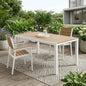 35" White Heavy Duty Plastic Folding Outdoor Dining Table with Umbrella Hole